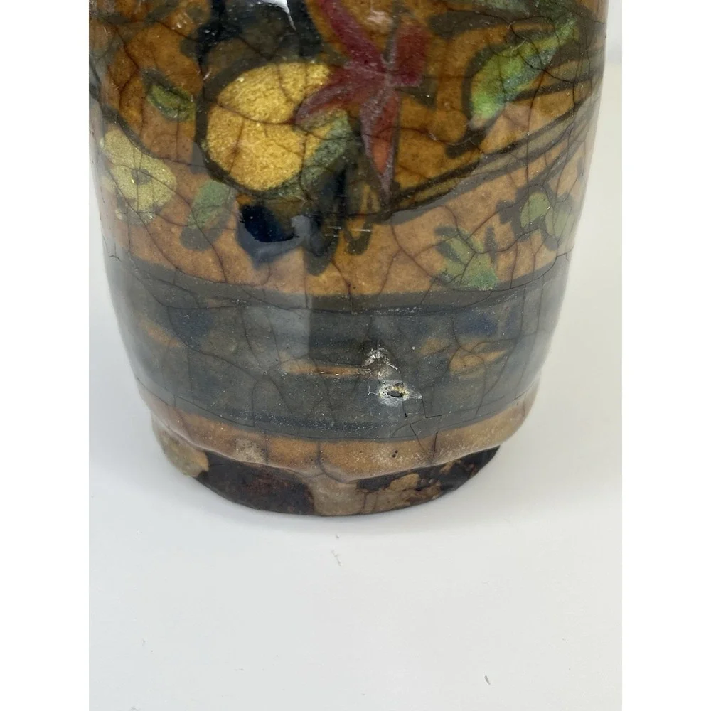 Antique‎ Bottle Flask Vase Persian Qajar Pottery Turkish Iznik Birds Flowers